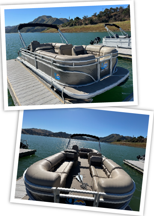 two pontoons on the Lake Piru dock